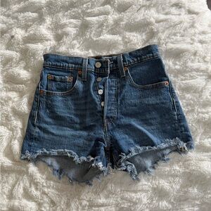 Levi's Blue Frayed Jean Shorts